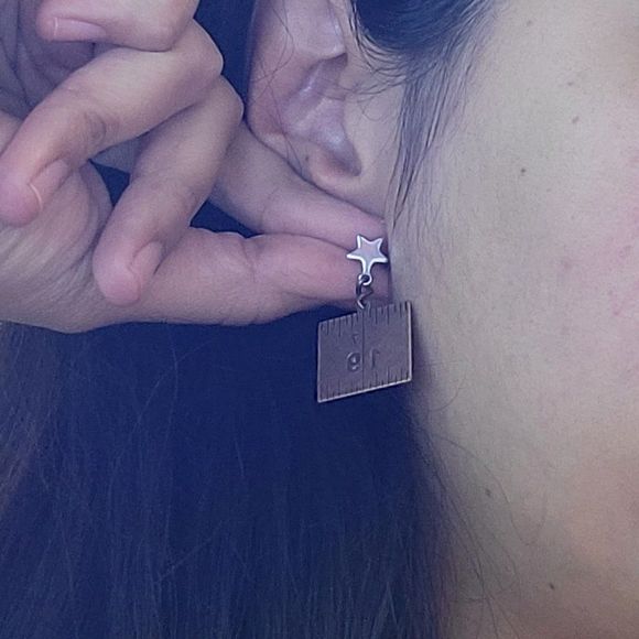 Handmade steampunk ruler earrings bracelet set - Picture 5 of 5